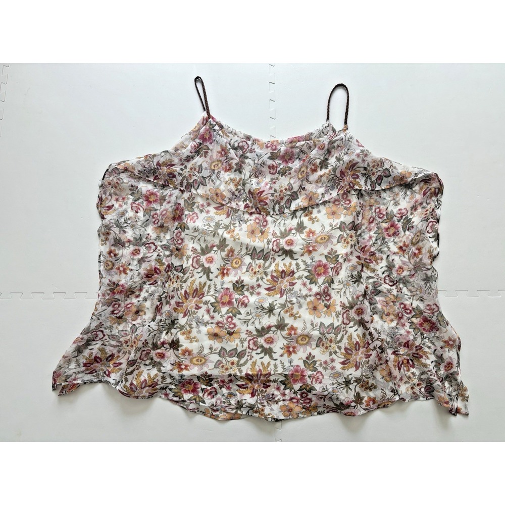BAILEY 44 Boho Silk Braided Strap Tank Ruffle Blouse USA Western Floral - Size M - Picture 4 of 12